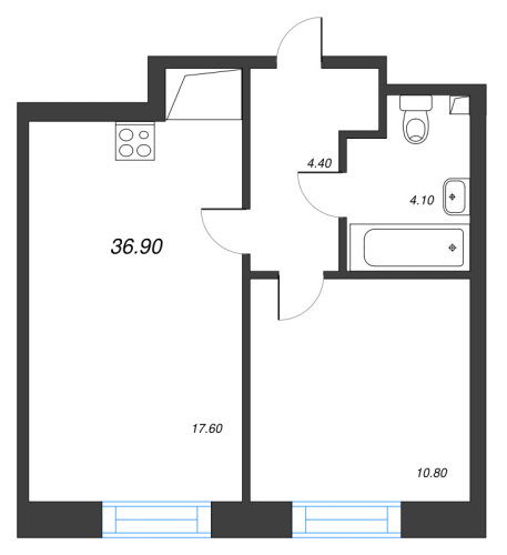 1-комнатная квартира, 36.9 м²; этаж: 12 - купить в Санкт-Петербурге