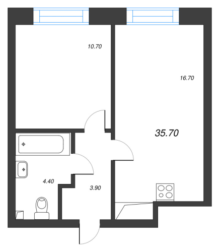 1-комнатная квартира, 35.7 м²; этаж: 3 - купить в Санкт-Петербурге