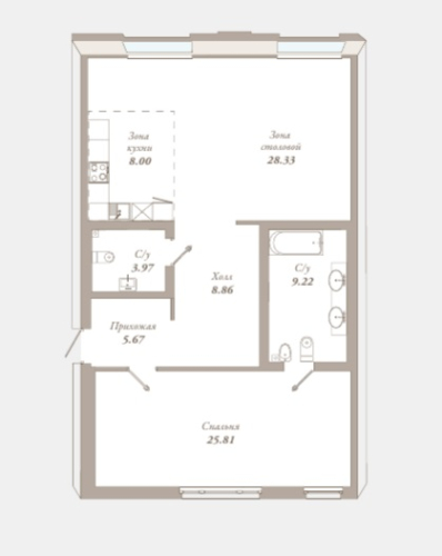 1-комнатная квартира, 93.8 м²; этаж: 2 - купить в Санкт-Петербурге
