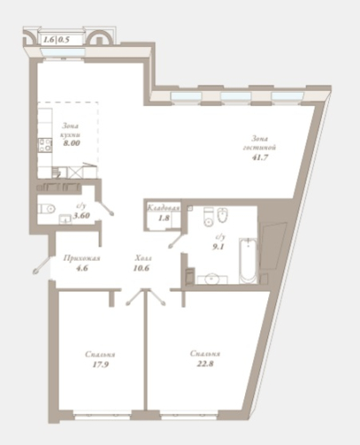 2-комнатная квартира, 120.6 м²; этаж: 3 - купить в Санкт-Петербурге