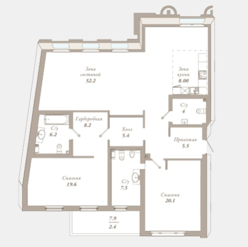 2-комнатная квартира, 139.1 м²; этаж: 5 - купить в Санкт-Петербурге