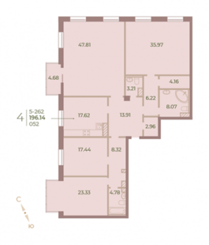 4-комнатная квартира, 197.8 м²; этаж: 6 - купить в Санкт-Петербурге
