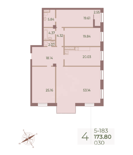 4-комнатная квартира, 173.7 м²; этаж: 8 - купить в Санкт-Петербурге