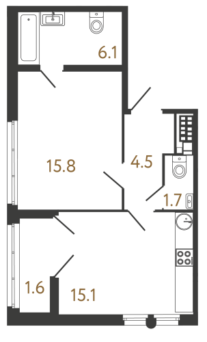 1-комнатная квартира, 43.2 м²; этаж: 7 - купить в Санкт-Петербурге