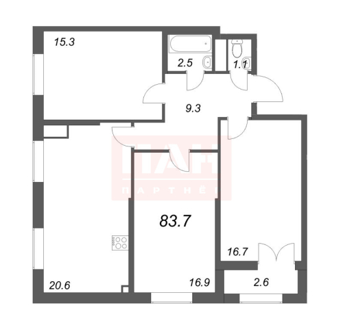 3-комнатная квартира, 83.7 м²; этаж: 16 - купить в Санкт-Петербурге