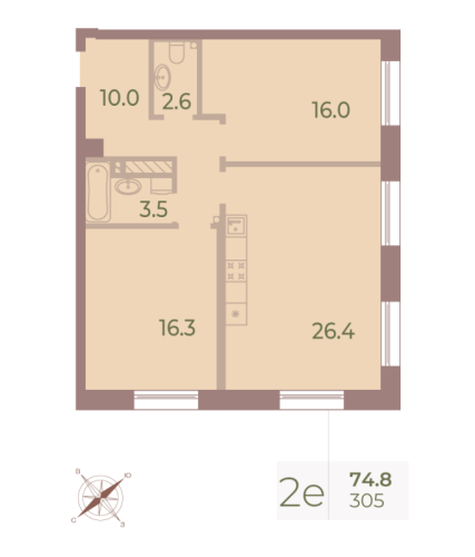 2-комнатная квартира, 74.8 м²; этаж: 9 - купить в Санкт-Петербурге