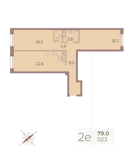 2-комнатная квартира, 79.2 м²; этаж: 5 - купить в Санкт-Петербурге