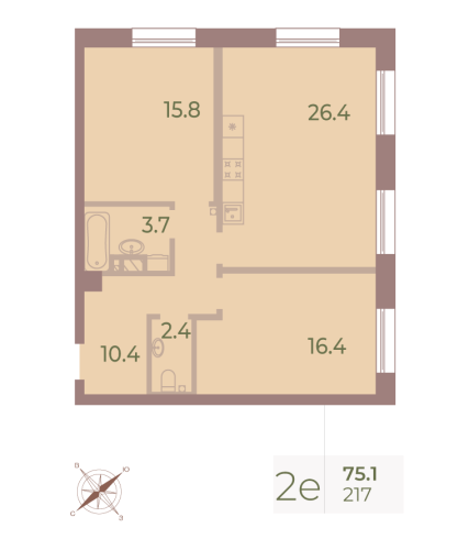 2-комнатная квартира, 75.1 м²; этаж: 5 - купить в Санкт-Петербурге