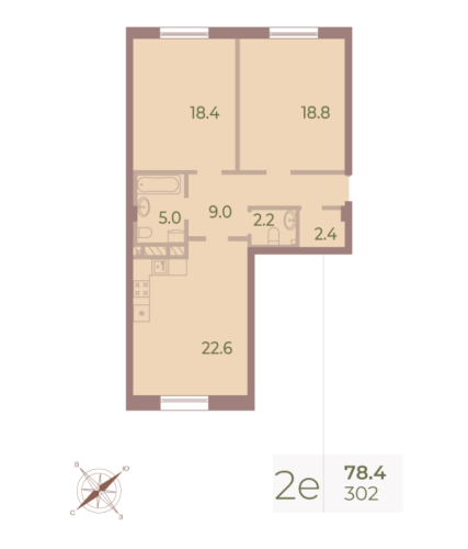 2-комнатная квартира, 78 м²; этаж: 9 - купить в Санкт-Петербурге