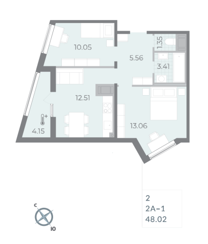 2-комнатная квартира, 49.9 м²; этаж: 15 - купить в Санкт-Петербурге