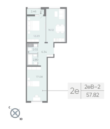 1-комнатная квартира, 58.2 м²; этаж: 17 - купить в Санкт-Петербурге