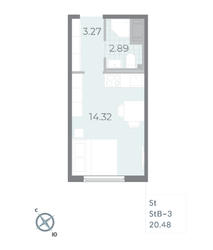 1-комнатная квартира, 19.9 м²; этаж: 15 - купить в Санкт-Петербурге