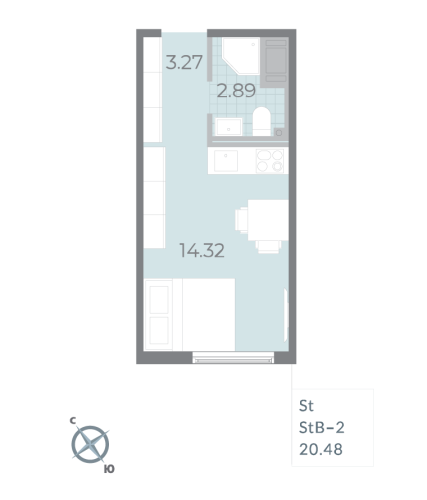 1-комнатная квартира, 20.1 м²; этаж: 15 - купить в Санкт-Петербурге