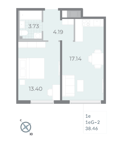 1-комнатная квартира, 39.9 м²; этаж: 15 - купить в Санкт-Петербурге