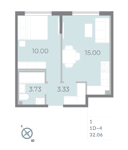 1-комнатная квартира, 32.4 м²; этаж: 15 - купить в Санкт-Петербурге