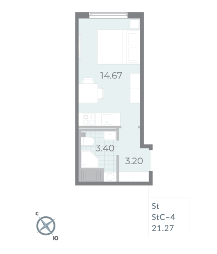 1-комнатная квартира, 10.8 м²; этаж: 15 - купить в Санкт-Петербурге