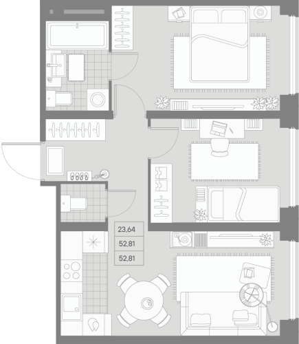 2-комнатная квартира, 52.81 м²; этаж: 4 - купить в Санкт-Петербурге