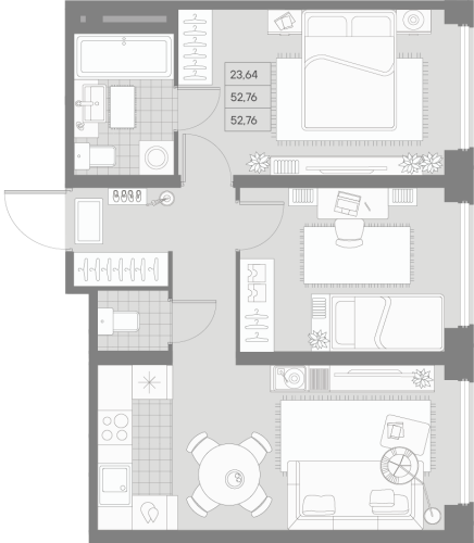 2-комнатная квартира, 52.51 м²; этаж: 3 - купить в Санкт-Петербурге