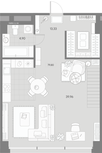 1-комнатная квартира, 79.8 м²; этаж: 2 - купить в Санкт-Петербурге