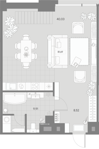 1-комнатная квартира, 81.69 м²; этаж: 3 - купить в Санкт-Петербурге