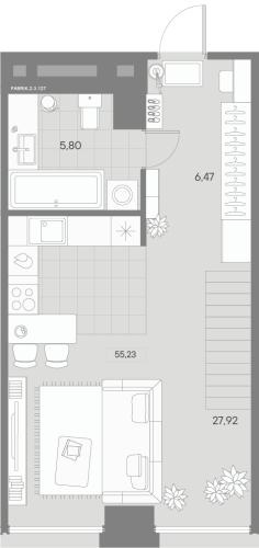 1-комнатная квартира, 55.23 м²; этаж: 3 - купить в Санкт-Петербурге