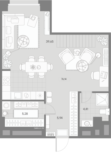 1-комнатная квартира, 76.14 м²; этаж: 4 - купить в Санкт-Петербурге