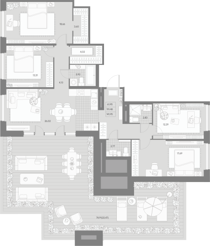 4-комнатная квартира №53 в: Avant: 142.16 м²; этаж: 9 - купить в Санкт-Петербурге