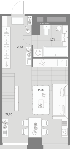 1-комнатная квартира, 54.95 м²; этаж: 4 - купить в Санкт-Петербурге