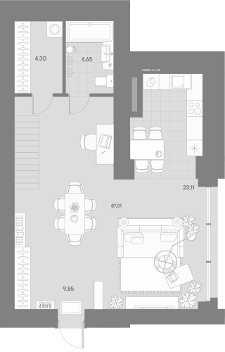 1-комнатная квартира, 88.01 м²; этаж: 4 - купить в Санкт-Петербурге