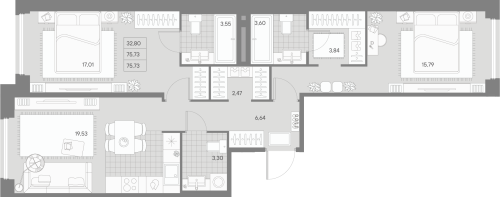 2-комнатная квартира, 75.73 м²; этаж: 4 - купить в Санкт-Петербурге