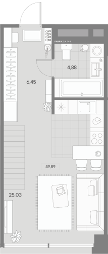 1-комнатная квартира, 49.89 м²; этаж: 4 - купить в Санкт-Петербурге