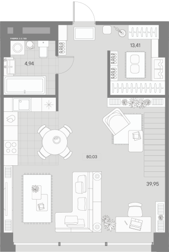 1-комнатная квартира, 80.03 м²; этаж: 3 - купить в Санкт-Петербурге
