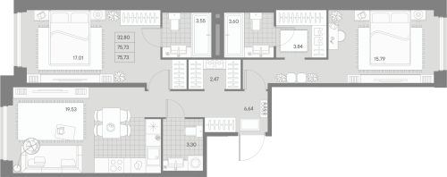 2-комнатная квартира, 75.73 м²; этаж: 8 - купить в Санкт-Петербурге