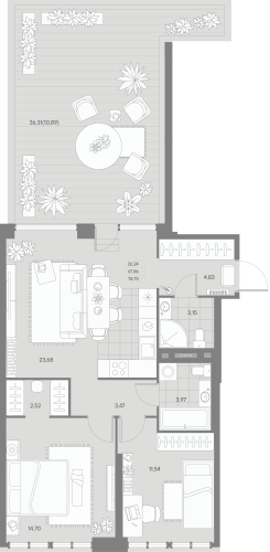 2-комнатная квартира, 78.75 м²; этаж: 2 - купить в Санкт-Петербурге