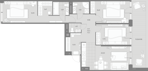 3-комнатная квартира, 93.21 м²; этаж: 2 - купить в Санкт-Петербурге