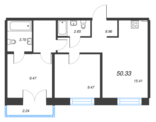 2-комнатная квартира, 50.33 м²; этаж: 5 - купить в Санкт-Петербурге