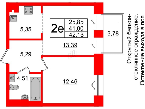 1-комнатная квартира, 41 м²; этаж: 5 - купить в Санкт-Петербурге