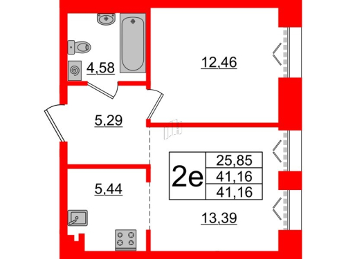 1-комнатная квартира, 41.16 м²; этаж: 4 - купить в Санкт-Петербурге