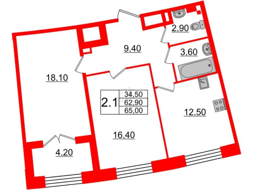 4-комнатная квартира №28к2 в: GRAND VIEW: 129.7 м²; этаж: 6 - купить в Санкт-Петербурге