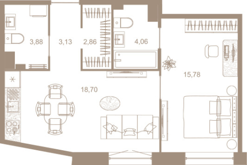 1-комнатная квартира, 48.5 м²; этаж: 4 - купить в Санкт-Петербурге