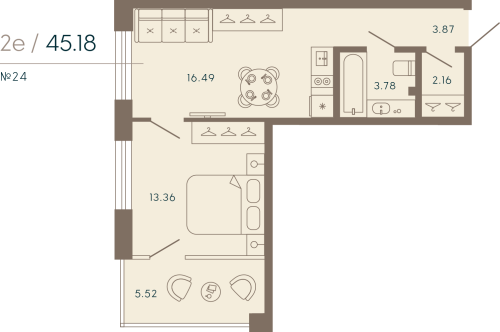 1-комнатная квартира, 47.24 м²; этаж: 2 - купить в Санкт-Петербурге