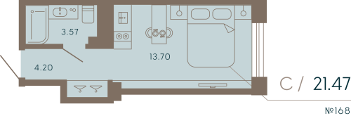 1-комнатная квартира, 22.22 м²; этаж: 8 - купить в Санкт-Петербурге