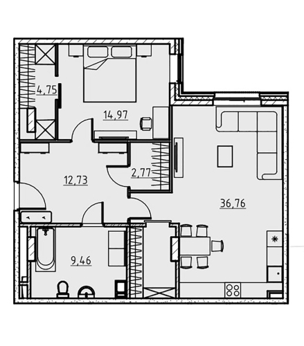 1-комнатная квартира, 81.6 м²; этаж: 4 - купить в Санкт-Петербурге