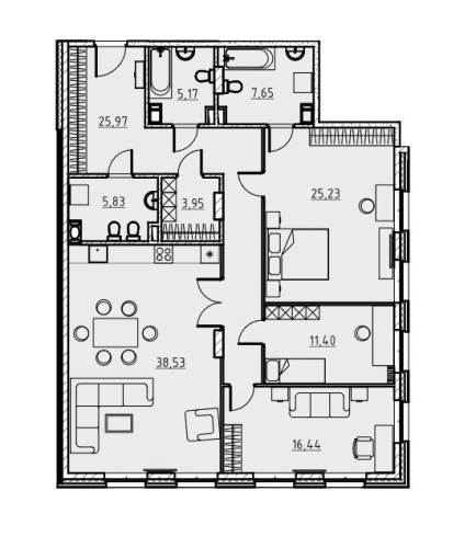 3-комнатная квартира, 140.1 м²; этаж: 4 - купить в Санкт-Петербурге