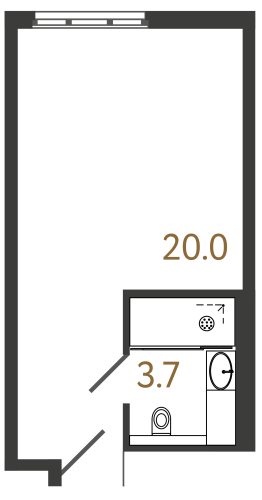 1-комнатная квартира, 23.7 м²; этаж: 10 - купить в Санкт-Петербурге