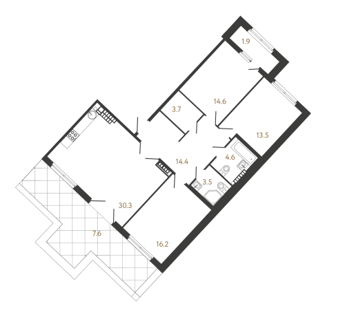3-комнатная квартира, 100.8 м²; этаж: 8 - купить в Санкт-Петербурге