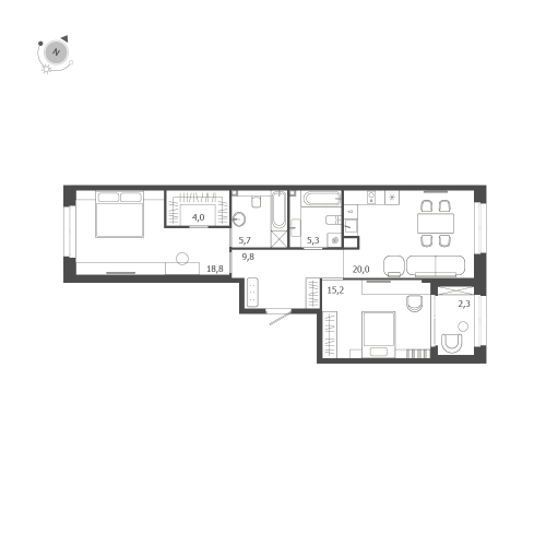 2-комнатная квартира, 81.1 м²; этаж: 6 - купить в Санкт-Петербурге