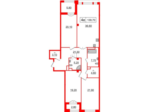 3-комнатная квартира, 139.7 м²; этаж: 6 - купить в Санкт-Петербурге