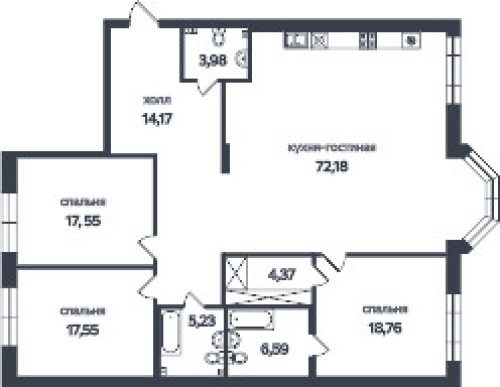 3-комнатная квартира, 167.5 м²; этаж: 2 - купить в Санкт-Петербурге