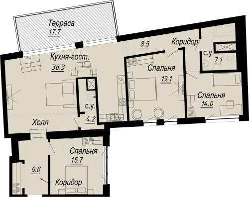 3-комнатная квартира, 131.25 м²; этаж: 6 - купить в Санкт-Петербурге